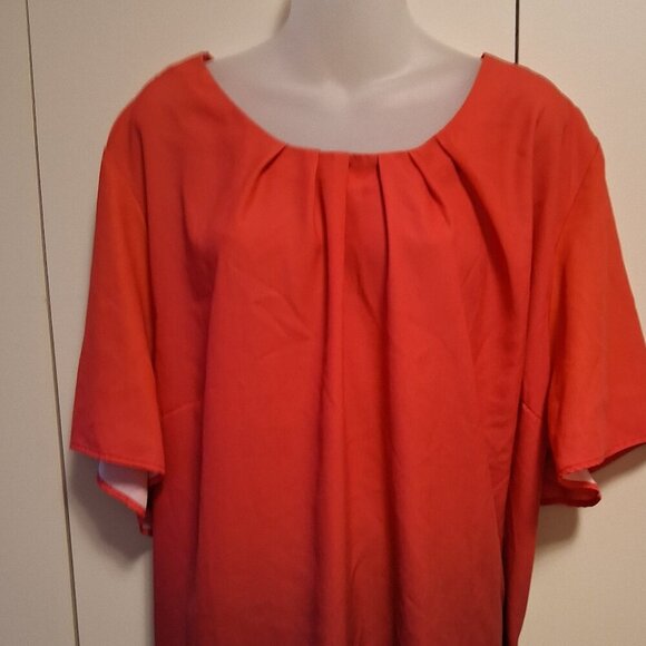 Maggie Barnes Catherines women's red pink blouse top ombre 3X 26/28 lightweight - Picture 1 of 5